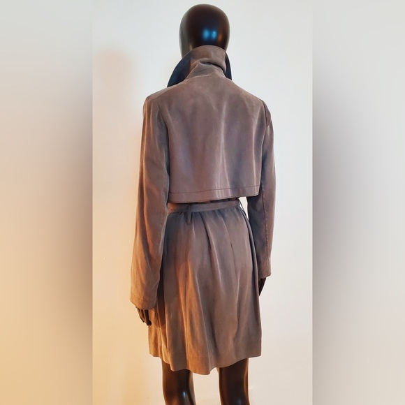 Club Monaco Soft Olive Trench Coat Suede Raincoat Overcoat - Picture 8 of 12